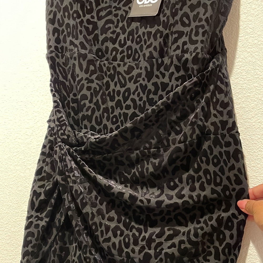Brand new with Tag! GBG black velvet Leopard print Mini Dress